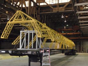 Large Yellow Painted Fabricated Tube Assembly Loaded onto Truck
